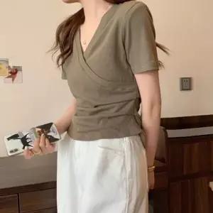 셔링반팔티 여성반팔면티셔츠 여름반팔티셔츠