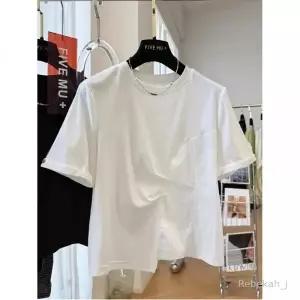 리브가제이 여성반팔티 여름티셔츠 면티셔츠 루즈핏반팔 라운드넥 무지반팔 레이스 언발 기본핏 데일리룩