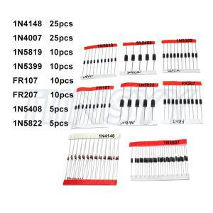 고속 스위칭 숏키 다이오드 키트 세트 1N4148 1N4007 1N5819 1N5399 1N5408 1N5822 FR107 FR207 8종류=100
