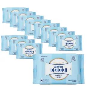 크리넥스 마이비데 클린케어 46매X12팩 리필 화장실용 물에녹는 물티슈