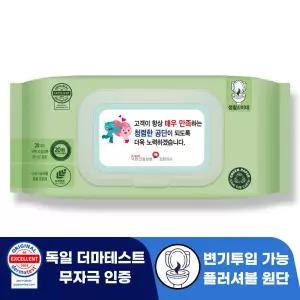 로띠앙 센시티브 플러셔블 그린 70g 캡형 대형 물티슈 60매 판촉 홍보 전도용 120개