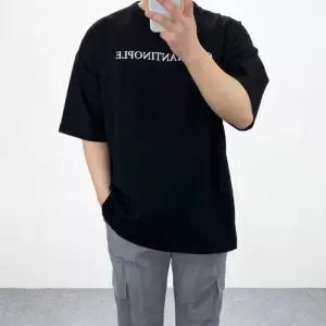 [엠클로]남자 박스오버핏 구김방지 링클프리 분또 노플 레터링 반팔티셔츠 3컬러