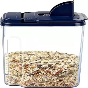 3L/3.2Qt 새 씨앗 저장 용기 푸어 스파우트가 있는 반려동물 사료 시리얼 디스펜서 최대 3~3.5Lbs의 손쉬운