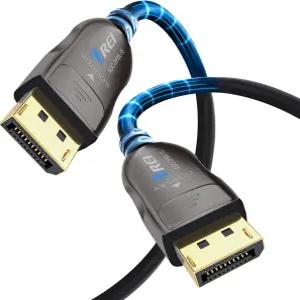 OREI 8K 디스플레이포트 2.0 액티브 광케이블 15피트 54Gbps UHBR13.5 8K60/30Hz HDR10 돌비 비전 VRR EMI