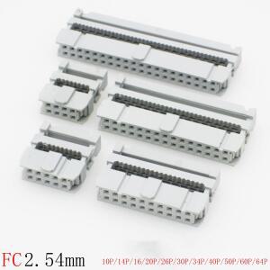 호환상품 IDC 소켓 2.54mm 피치 10P 14 16 20 26 30 34 40 50 60 64 핀 FC 암 더블 로우 리본 케이블 커넥