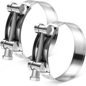 8피스 T 볼트 호스 클램프 56-59mm 304 스테인레스 스틸 헤비 듀티 연료 웜 기어 드라이브 배기 파이프 자