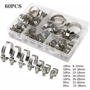 60pcs 838mm 조정 가능한 스테인레스 스틸 스크류 밴드 호스 클램프 자동차 파이프 웜 기어 클립