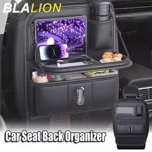 BLALION 접이식 테이블 트레이 컵/티슈 홀더 보관 포켓 킥 패드 인테리어 액세서리가있는 카시트 백 주최자