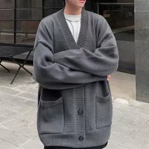 가디건 단추가디건 V넥 클래식 데이트룩 포켓 넓은 프런트 드롭숄더 루즈핏