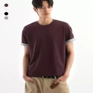 건조기 가능 컴포트 배색 롤업 크롭 반팔 티셔츠 4Color