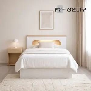 장인가구 엘리베어 리프트업 LED헤드 빅수납 침대 프레임 서랍형 SS (높이 400)