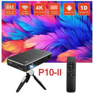 P10-II 휴대용 DLP 안드로이드 9.0  프로젝터 3D 지원 WIFI 100M RJ45 LAN 블루투스 4.2  시네마 LED  4K