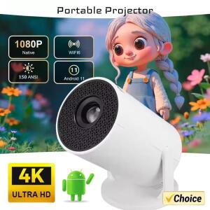 2026 핫 HY200 휴대용 프로젝터 4K 울트라 HD 300ANSI 안드로이드 11 BT54 전자식 포커스 내장 스피커 시
