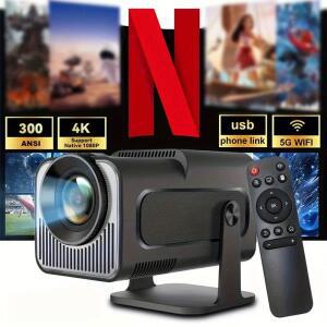 정품 2026 업그레이드된 HY320mini 안드로이드 11 스마트 프로젝터 4K 지원 네이티브   재생 루멘 WiFi6 & BT5.0