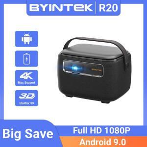 BYINTEK 스마트 안드로이드  프로젝터 R20 4K 내장 15600mAh 배터리 지지대 3D  시어터 야외 영화 영사기