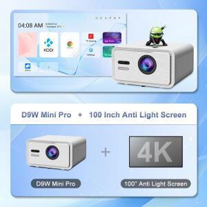 플릭스톤 D9W  프로젝터+100인치 스크린 2700 ANSI 루멘 풀HD  안드로이드 스마트 TV  LED 시어터