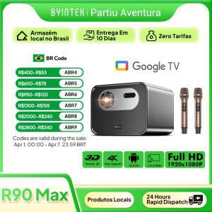 BYINTEK R90 Max 풀 HD  프로젝터 4K DLP 2200 ANSI 루멘 안드로이드 TV 11.0 지원 스마트  시어터