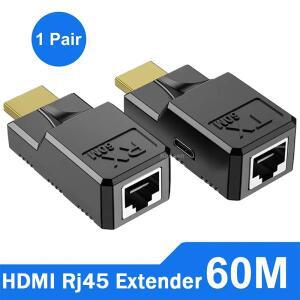 단일 Rj45 Cat6 케이블을 통한 60M HDMI 익스텐더 PC Loptop  용  이더넷  송기 어댑터