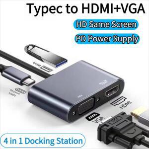 USB C-HDMI 호환 VGA Type-C 디지털 AV 멀티 포트 어댑터 Thunderbolt 3 변환기-Book 용 4K  고속 충전