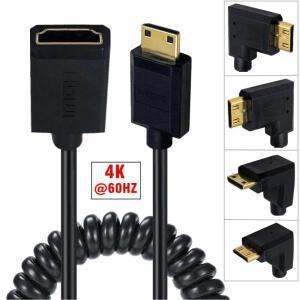 Hdmi-Hdmi 여성용 코일 케이블 4k 60hz 카메라 캠코더 그래픽  카드 노트북 프로젝터 태블릿과 호환 가능.