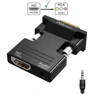 PS4  프로젝터 PC 노트북  HD To VGA 용 3.5mm 오디오 케이블이있는 호환 남성 변환기 어댑터