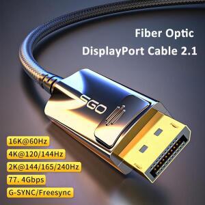 16K 광섬유 DisplayPort 2.1 케이블 게임 용 77.4Gbps HDR 3D ARC 디스플레이 포트 코드를 지원합니다.