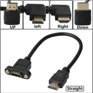 HDMI 호환 90도 직각 패널 마운트 소켓 연장 케이블 나사 암-수 커넥터 코드