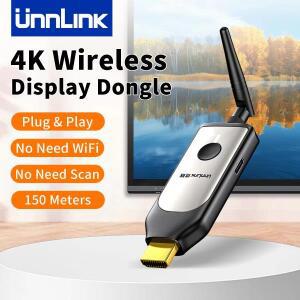Unnlink 4K HDMI 무선 수기 익스텐더 150M 휴대폰 태블릿 노트북 PC TV로 미러링 어댑터 30Hz/ 60Hz
