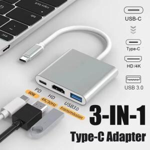 3in 1 타입 C to HDMI 호환 USB 충전 어댑터 허브 맥 에어 프로 화웨이 메이트10 삼성 S8 플러스용