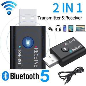 2In 1 USB Bluetooth 5.0 동글 어댑터 수기 스테레오 무선 오디오 3.5mm PC 데스크탑