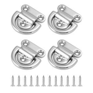 QWORK 해양 접이식 패드 , 4팩 트레일러 등급 앵커, 트럭용 책상 스테인리스 x 타이다운 316D 44mm 헤비 스틸 링 듀티 40mm 보트