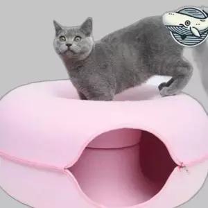 고양이 도넛형 안식처 분홍색 원형 반려묘 쉼터