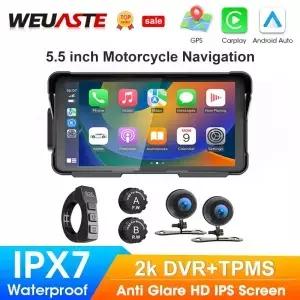 휴대용 55인치 IP67 방수 오토바이 GPS 네비게이션 무선 카플레이 안드로이드 오토 DVR 주행 기록 장치