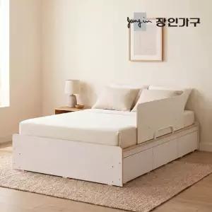 장인가구 엘리베어 리프트업 무헤드 빅수납 침대 프레임 서랍형 Q (높이 400)+안전가드