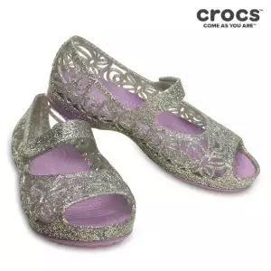 키즈슬리퍼 샌들 PQK 202602-0R2 CROCS ISABELLA GLITTER FLAT PS SILIRIS