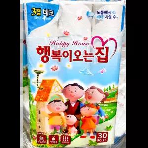 화장지 (3겹 행복이오는집(27Mx30롤) 백반집 홀바닥 가정주방 업소용 배달전문점 뷔페