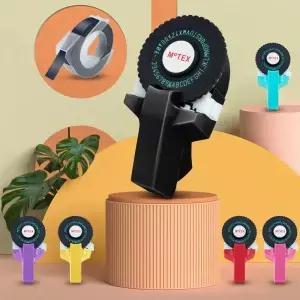3D 엠보싱 타자기 Motex E101 라벨링 기계 수동 DIY 이름 플라스틱 스티커 리필