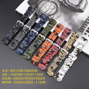 카시오 G-Shock AQ-S810W AE-1000W AE-1200/1300 SGW-300 W-215 F-108 위장 실리콘 시계 밴드 액세서리 18m