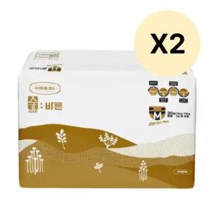 숲바른 아기 유아 밤기저귀 밴드형 중형 30매 2팩 BNS