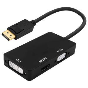 YARCHONN 디스플레이 포트 - HDTV VGA 3 노트북 컨버터 TV 케이블 DVI PC DP 어댑터 수-암 IN 1 TO 프로젝터용