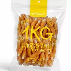 바른츄 애견간식 닭가슴살 우유껌 대용량 1kg 강아지간식 반려견 덴탈껌