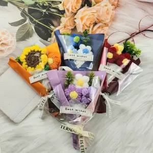미니 뜨개꽃다발 니트 조화 손뜨개 꽃다발 선물 완제품 감성 장식 소품
