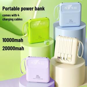 휴대용 20000mAh 파워뱅크 내장형 고속 충전 케이블 휴대폰 외장 배터리 아이폰 용