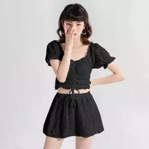 여름 레이스업 수영복 상의 팬츠 반바지 슬립 밴딩 비치웨어