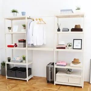 DIY 수납선반장 아이보리 미디움 5단 조립선반 앵글 경량랙 수납선반 (W74A848)