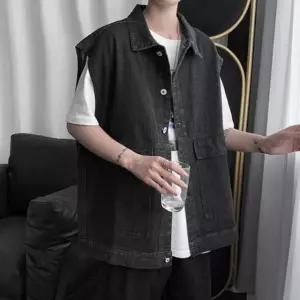 남자 데님 조끼 청자켓 베스트 블랙 연청 데일리 남성캐주얼자켓 양털후리스 (W76540B)