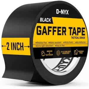 D-NYX 게이퍼 테이프 2인치 x 1팩 블랙 게이핑 헤비 듀티 잔여물 없음 매트 마감 반사 다목적 프리미엄