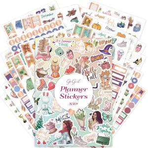 GoGirl Value 스티커 팩 플래너 저널 및 캘린더용 850개 이상의 작은 에스테틱 휴일 계절 영감을 주는 명언