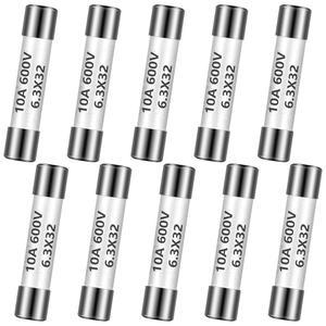 킹더 10피스 FF10A 600V 멀티미터 퓨즈 DC DMM 고속 블로우 액션 10암페어 세라믹 황동 6.3 X 32MM DMM용
