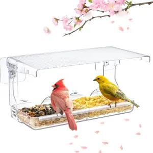 야외용 SUNALY 창문 새 모이통 자가 접착 후크가 장착된 투명 벌새를 위한 야외 야생 관찰 정원의 핀치